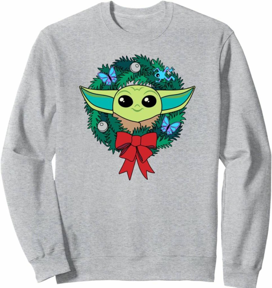 Amazon Essentials The Mandalorian Grogu Christmas Sweatshirt with Holiday Wreath Design