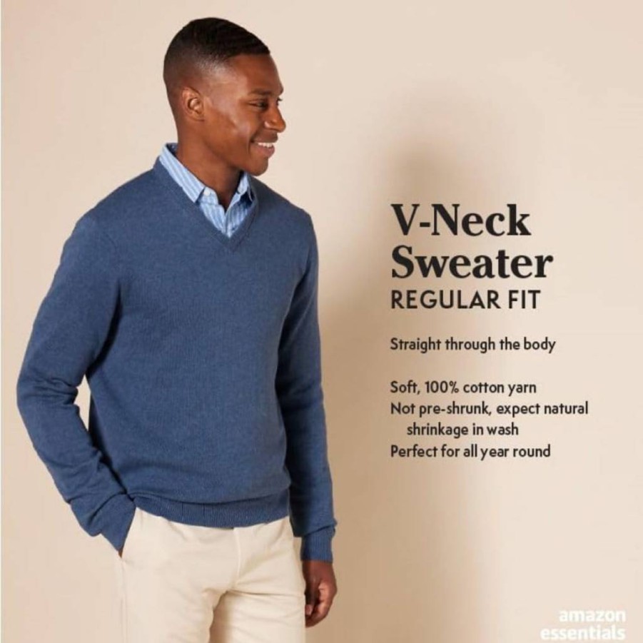 Amazon Essentials Men's Big & Tall V-Neck Sweater - Soft Pullover Knit Top
