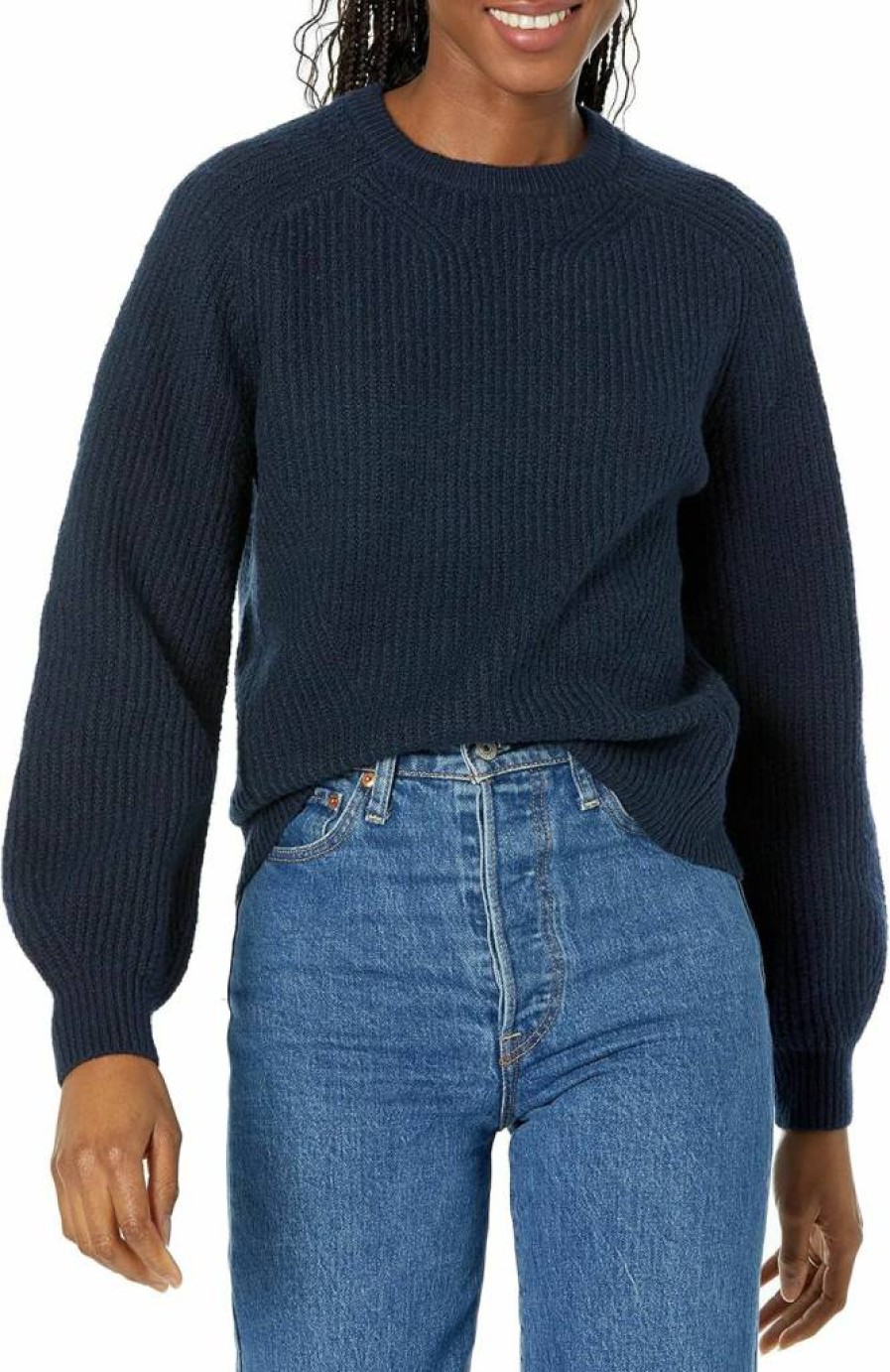 Amazon Essentials Women's Ribbed Crewneck Long Sleeve Sweater - Soft Knit Pullover Top