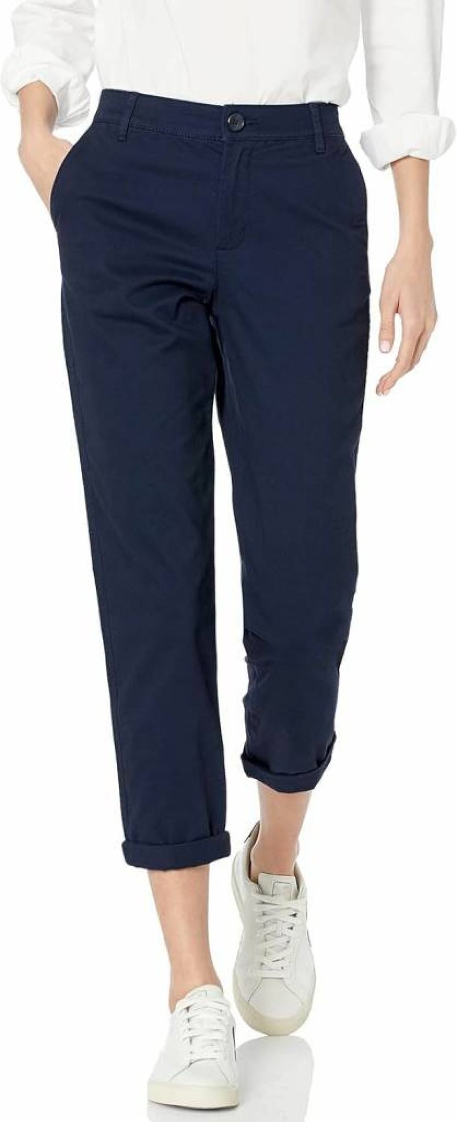 Amazon Essentials Women's Slim-Fit Cropped Tapered Pants - Mid-Rise Stretchy Khaki Dress Pants for Women (Plus Size Available)