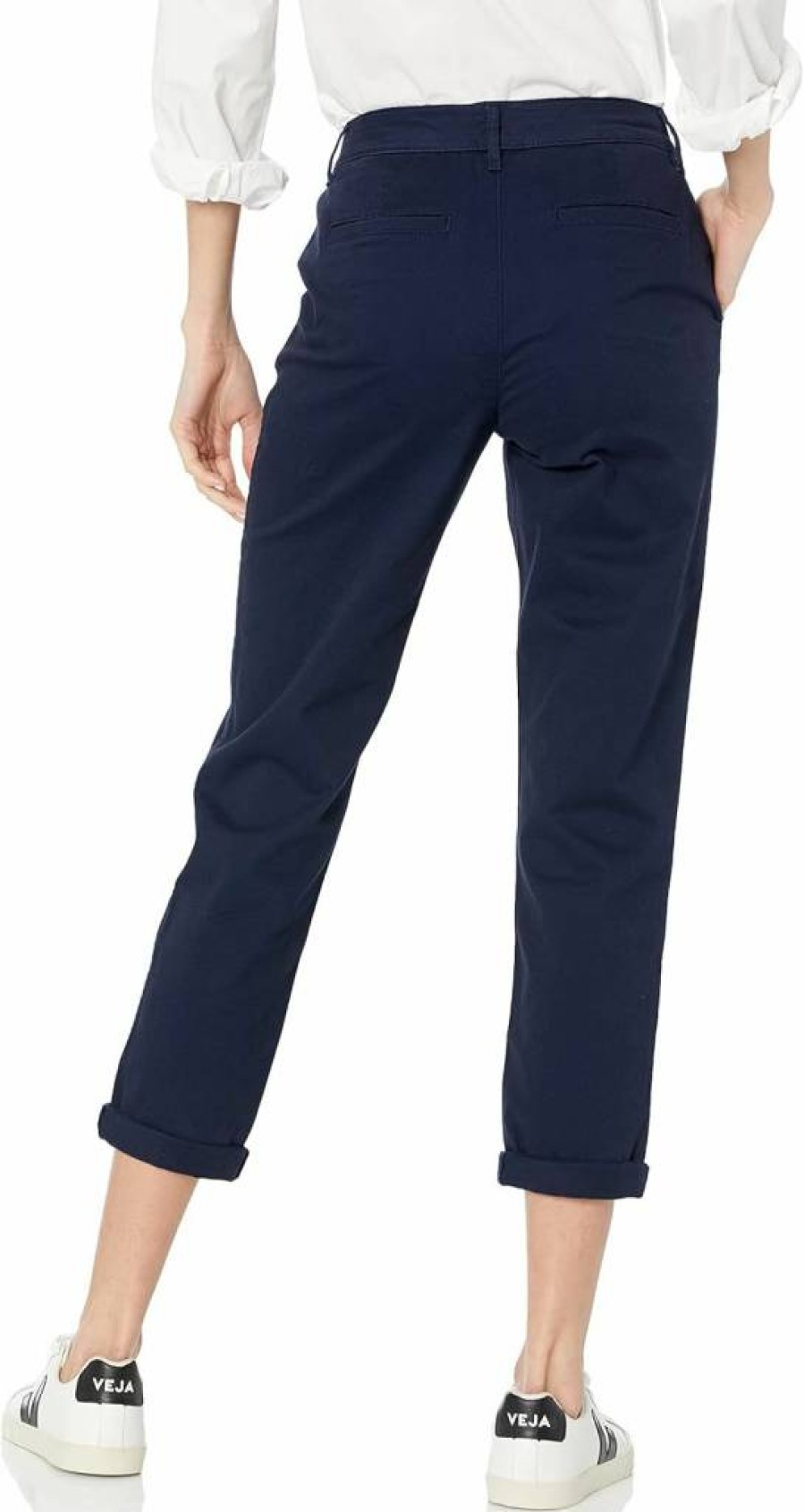 Amazon Essentials Women's Slim-Fit Cropped Tapered Pants - Mid-Rise Stretchy Khaki Dress Pants for Women (Plus Size Available)