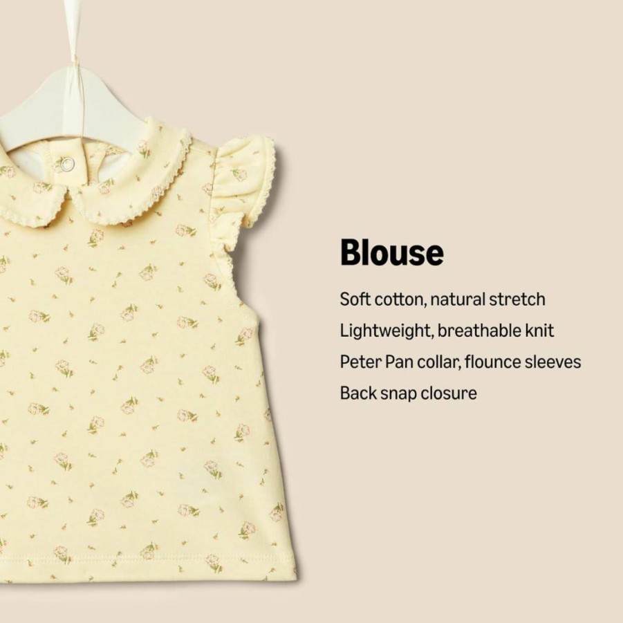 Amazon Essentials Toddler & Baby Girls' Short Sleeve Blouse 2-Pack - Soft Cotton Casual Tops