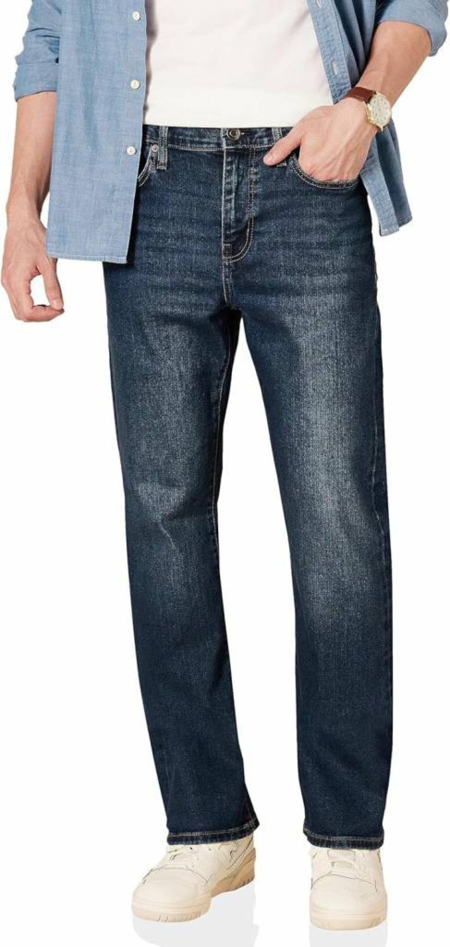 Amazon Essentials Men's Straight-Fit Stretch Jeans for Comfort & Durability