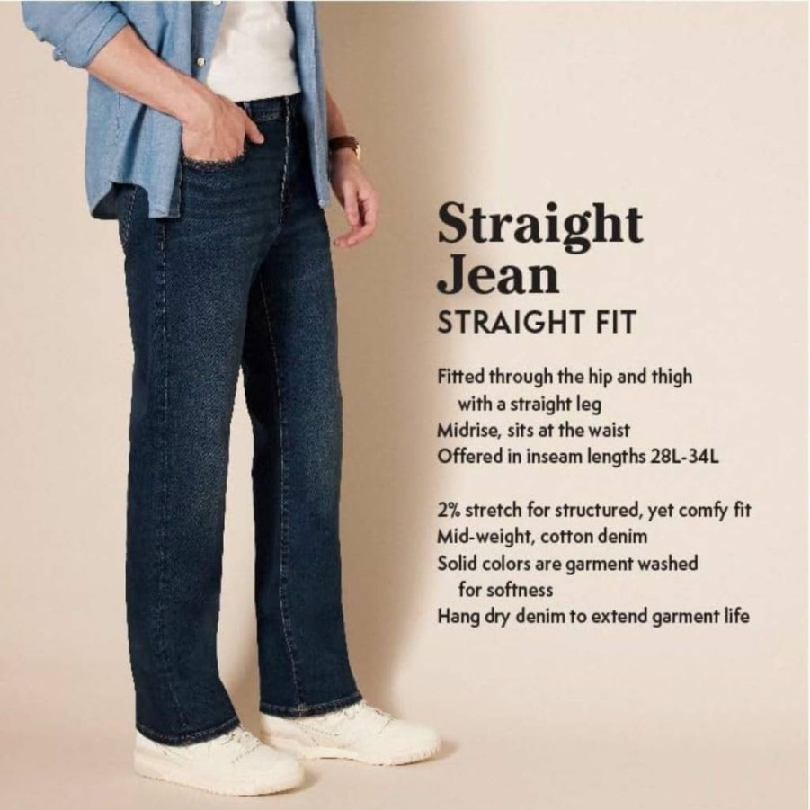 Amazon Essentials Men's Straight-Fit Stretch Jeans for Comfort & Durability