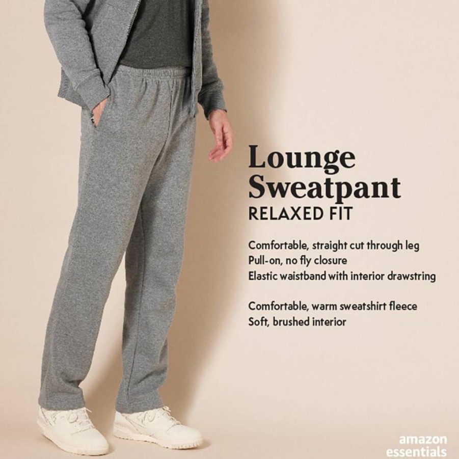 Amazon Essentials Men's Big & Tall Fleece Sweatpants with Open Bottom for Comfort & Warmth