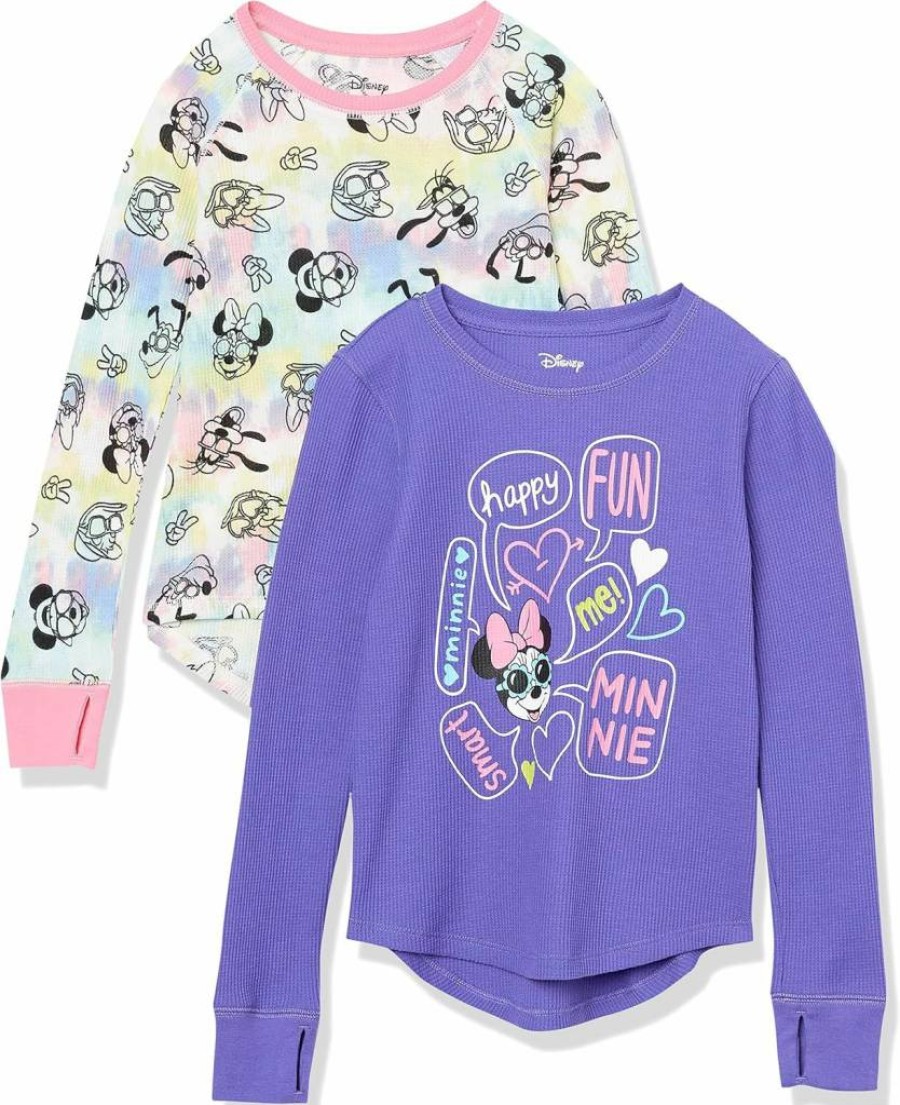 Amazon Essentials Girls' & Toddlers' Long-Sleeve Thermal Shirts, 2-Pack | Disney, Marvel, Star Wars, Frozen Character Designs