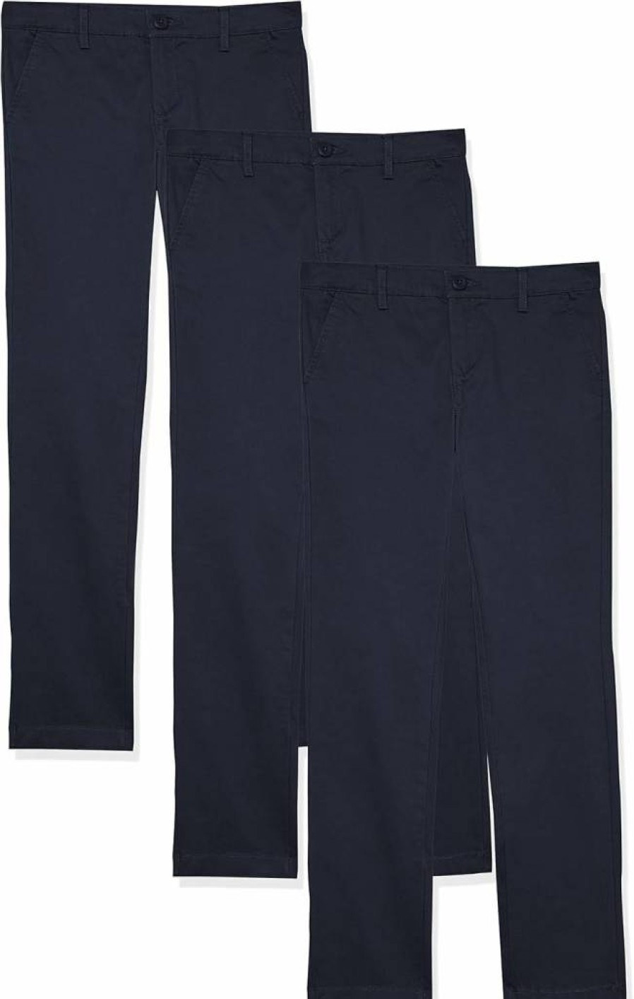 Amazon Essentials Girls & Toddlers' 3-Pack Flat-Front Chino Pants, Uniform School Pants for Kids