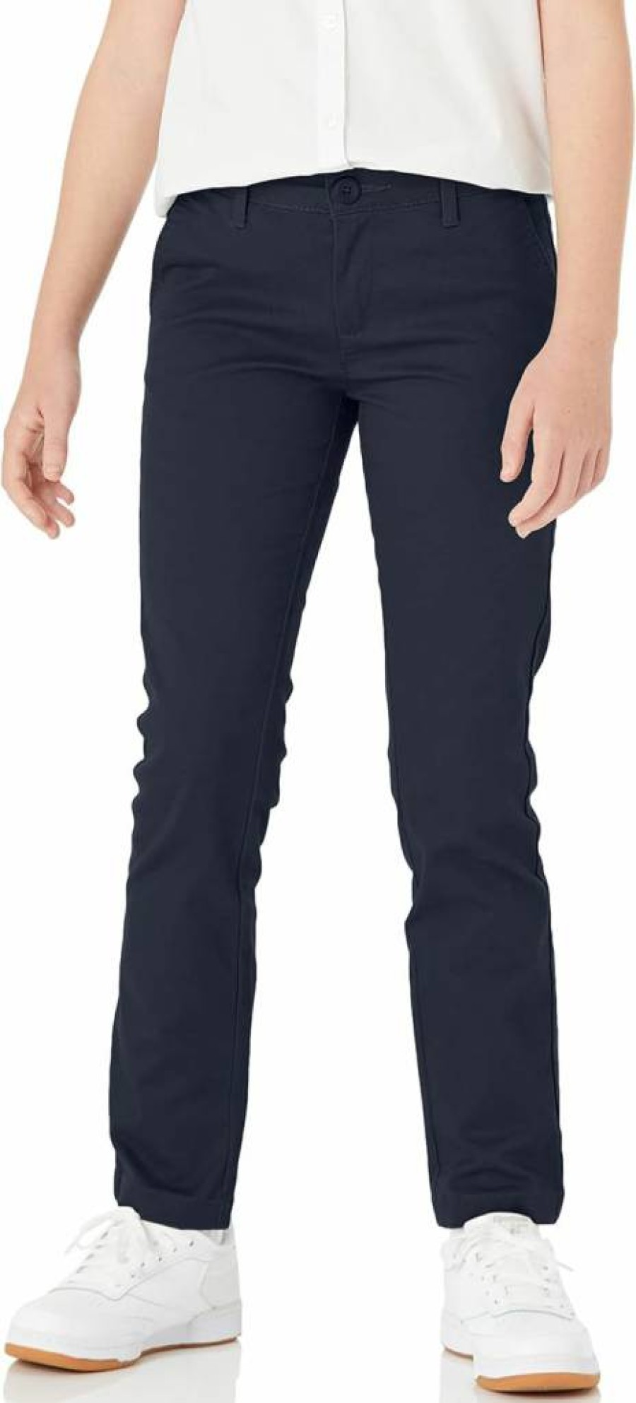 Amazon Essentials Girls & Toddlers' 3-Pack Flat-Front Chino Pants, Uniform School Pants for Kids
