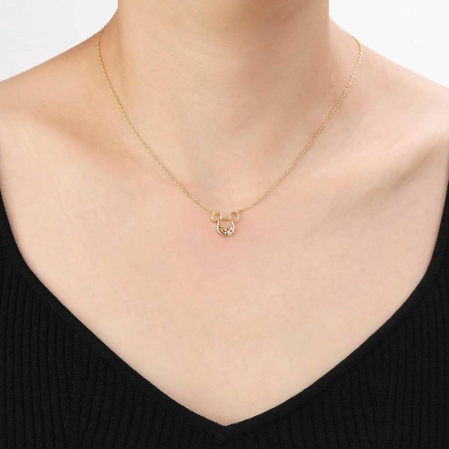 Amazon Essentials Disney Mickey Mouse Cubic Zirconia Pendant Necklace in Multi-Color Plated Finish
