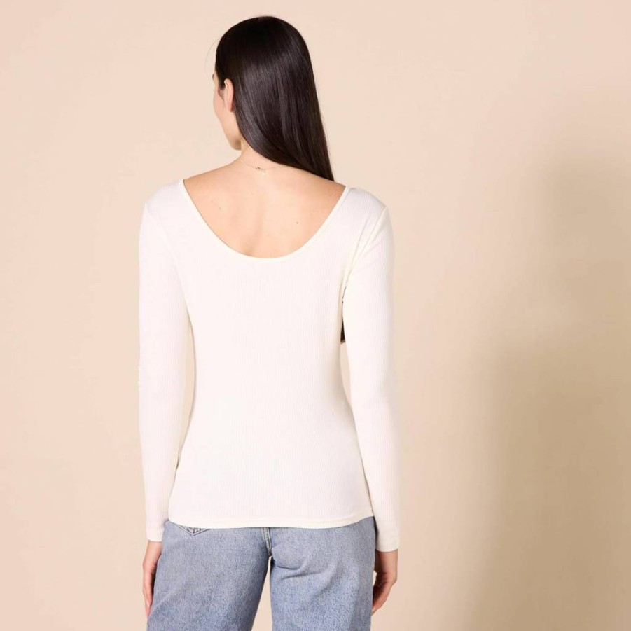 Amazon Essentials Women's Slim-Fit Rib-Knit Scoop Neck Long Sleeve T-Shirt, 2-Pack, Soft Stretch Casual Tee
