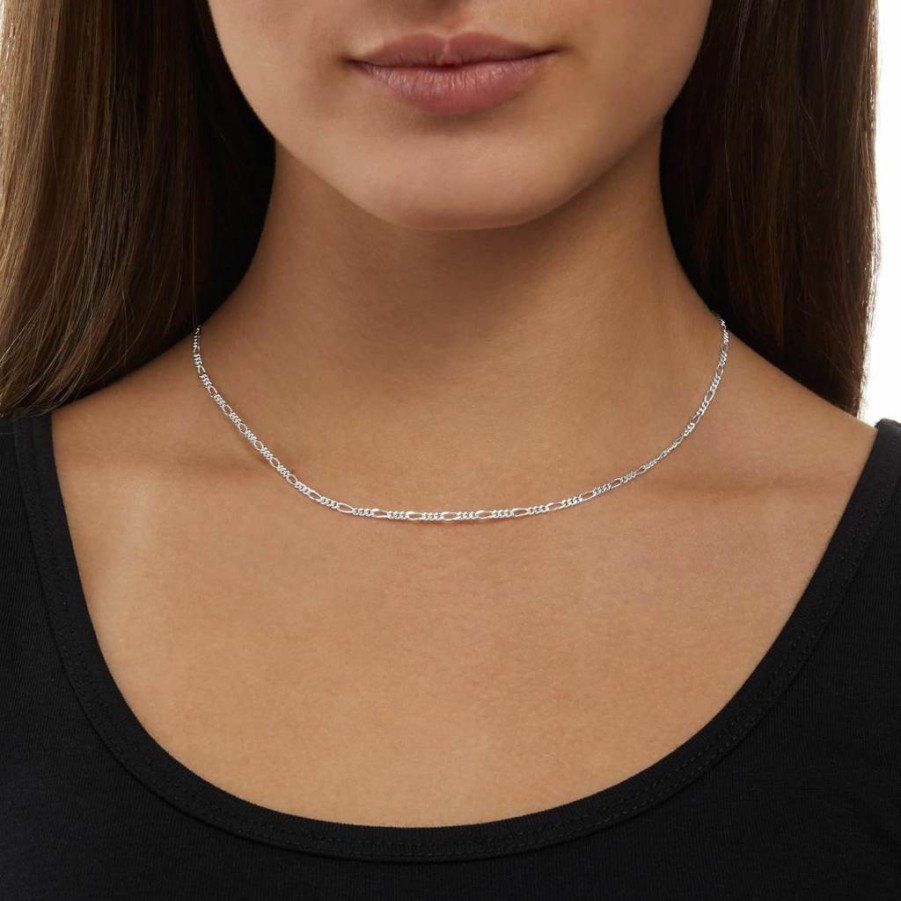 Amazon Essentials 14K Gold & Sterling Silver Plated Figaro Chain Necklace - 16", 18", 20", 24" Length Options