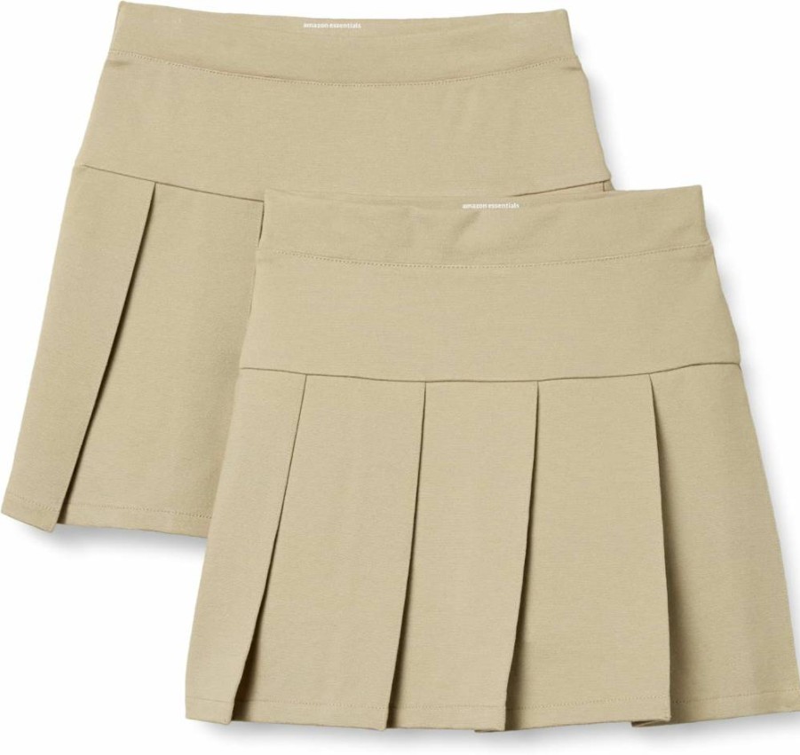 Amazon Essentials Girls' Pleated Skort 2-Pack, School Uniform Skirt for Kids