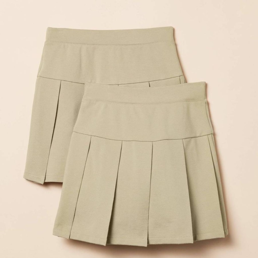 Amazon Essentials Girls' Pleated Skort 2-Pack, School Uniform Skirt for Kids