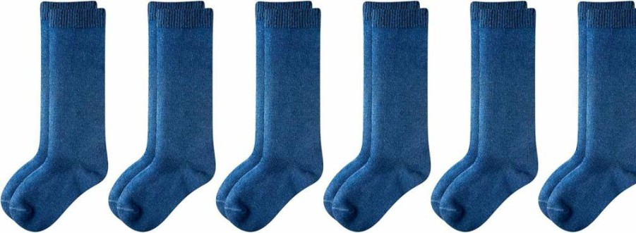 Amazon Essentials Kids' Cotton Knee High Socks 6-Pack - Soft, Comfortable Unisex Crew Socks for Boys & Girls