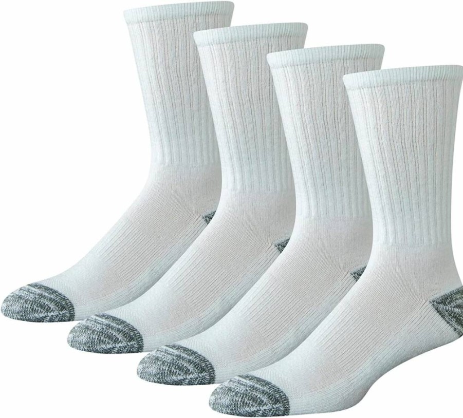Amazon Essentials Men's Breathable Cotton Crew Work Socks, 4-Pack - Comfortable Cushioned Performance Socks for Daily Wear