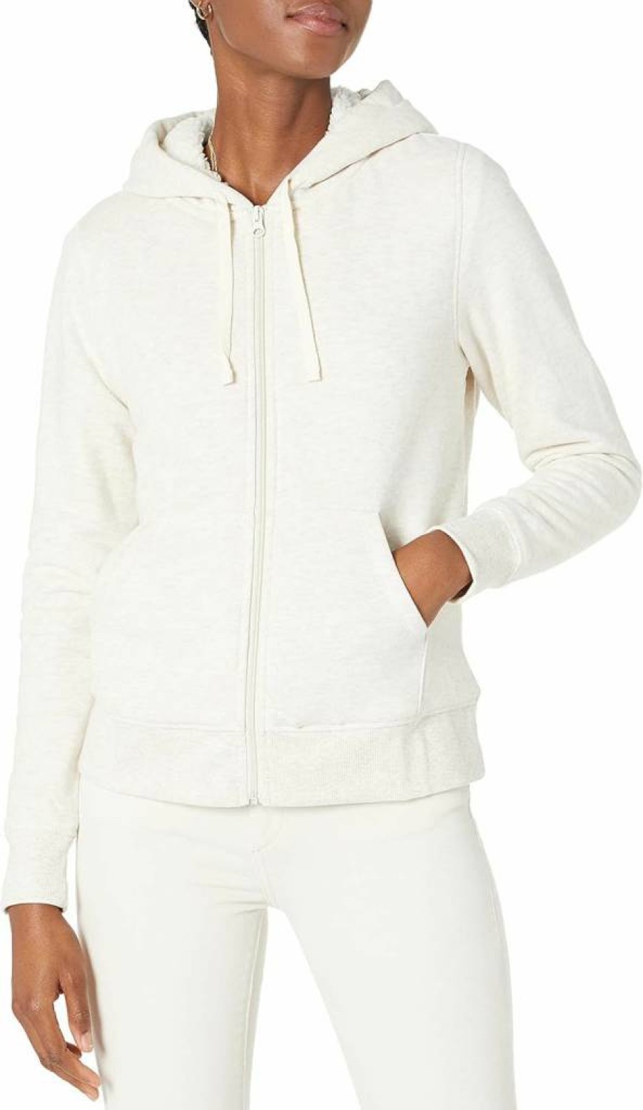Amazon Essentials Women's Plus Size Sherpa-Lined Fleece Hoodie Jacket with Full Zip & Hood