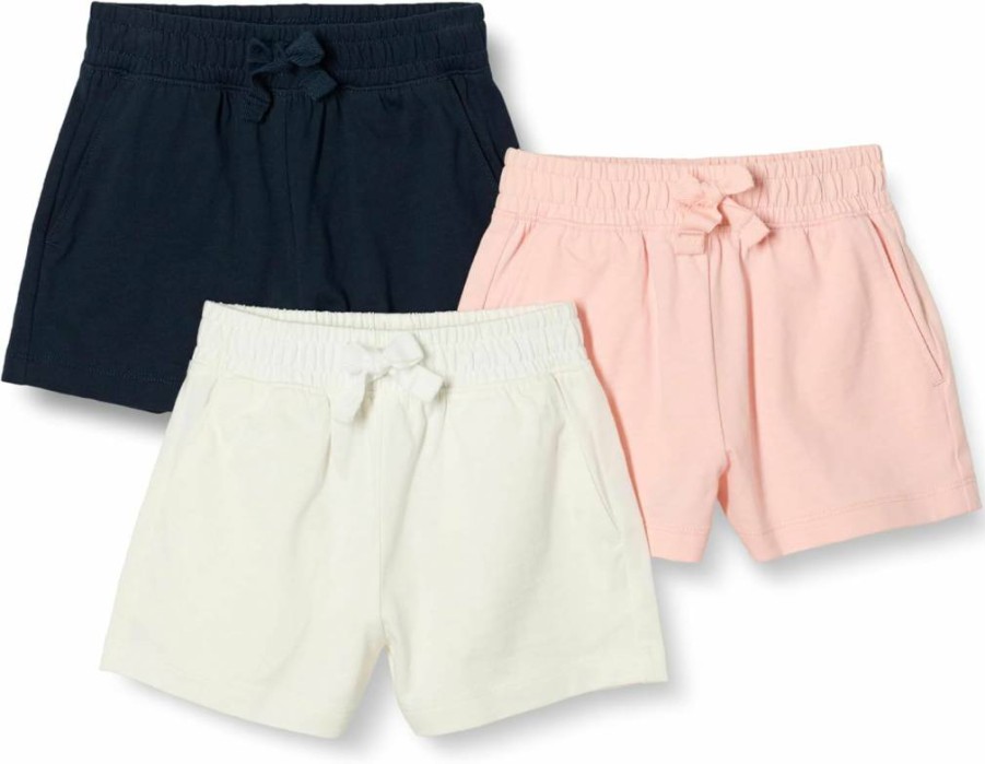 Amazon Essentials Girls' 3-Pack Toddler Pull-On Shorts | Soft Comfortable Stretch Shorts for Kids