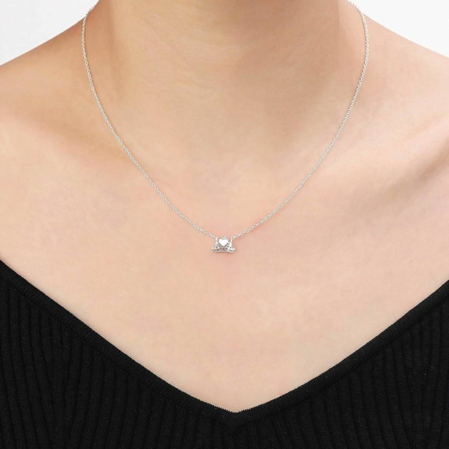 Amazon Essentials Disney Princess Tiara Necklace for Kids - Elegant Plated Pendant Jewelry Gift