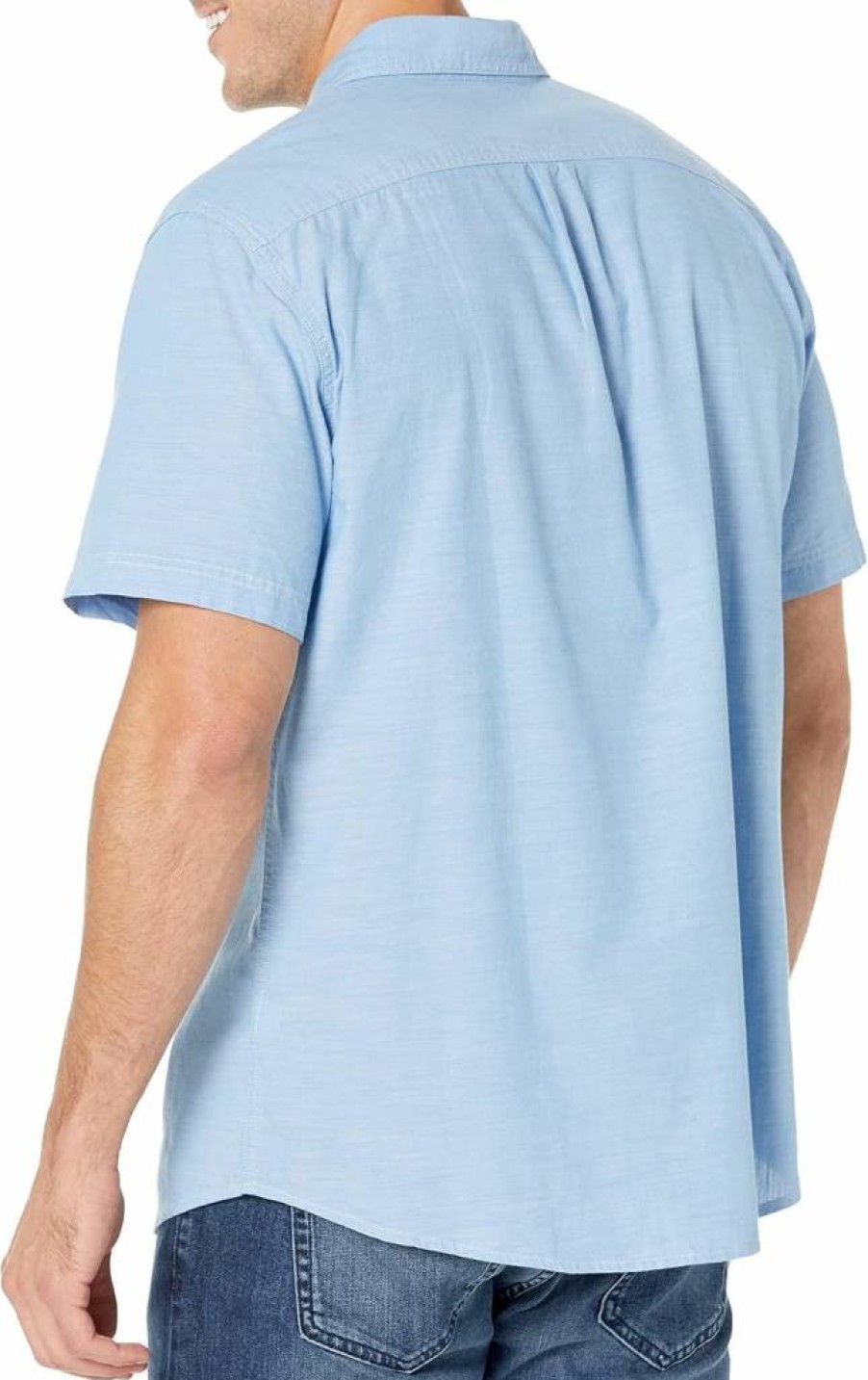 Amazon Essentials Men's Short-Sleeve Chambray Shirt - Regular Fit Casual Button-Down