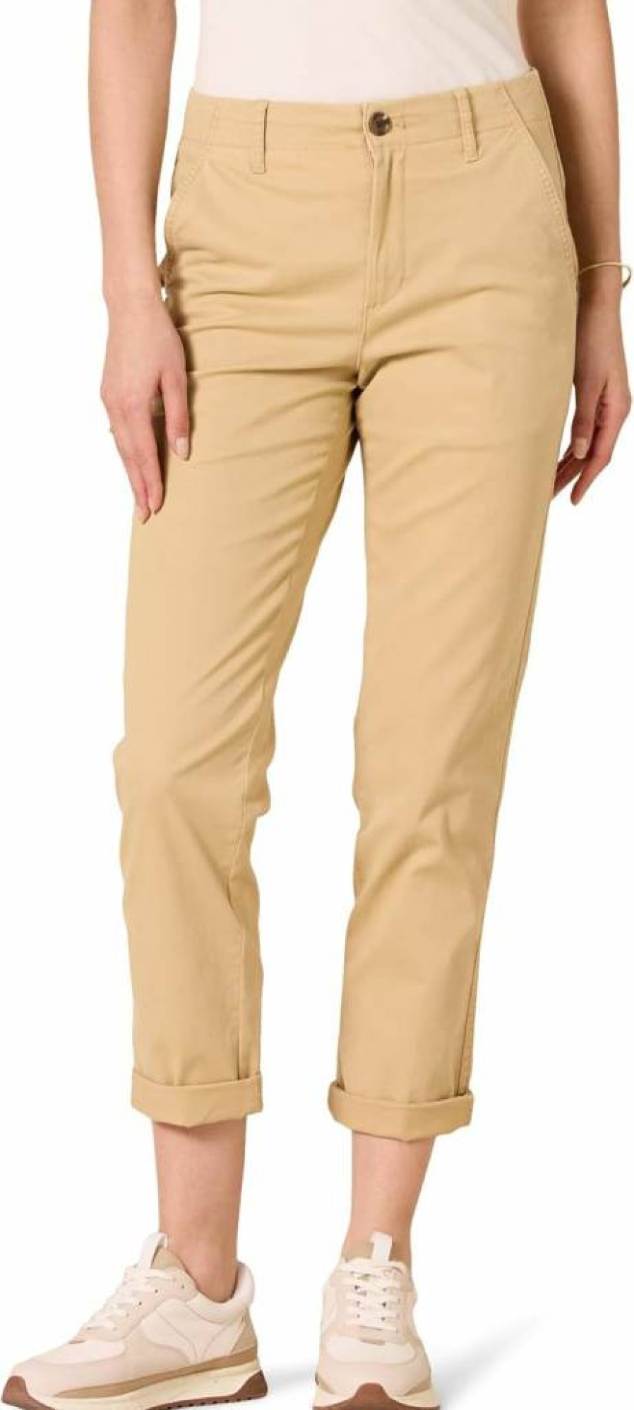 Amazon Essentials Women's Khaki Tapered Ankle Pants - High-Rise Regular Fit Casual Trousers