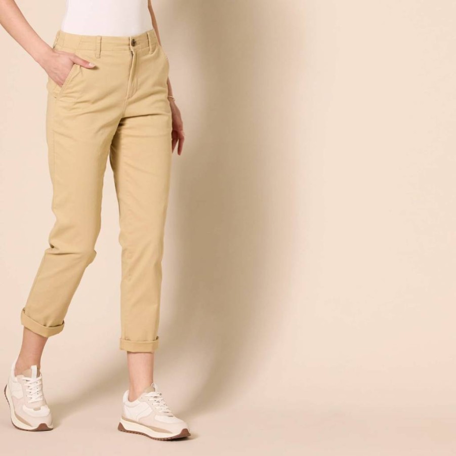 Amazon Essentials Women's Khaki Tapered Ankle Pants - High-Rise Regular Fit Casual Trousers