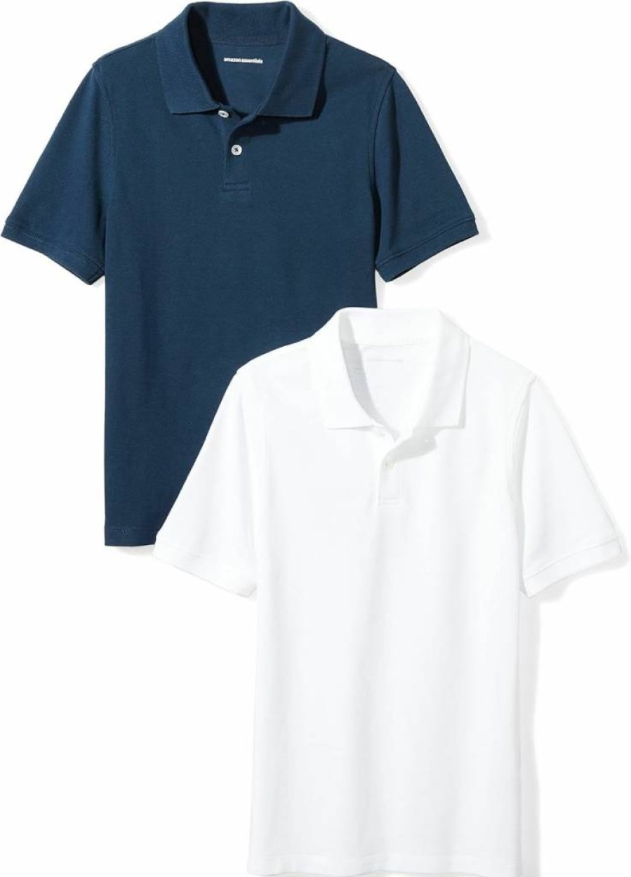 Amazon Essentials Boys & Toddlers' Short-Sleeve Polo Shirts - Multipack, School Uniform, Comfort Fit, Durable Pique Fabric