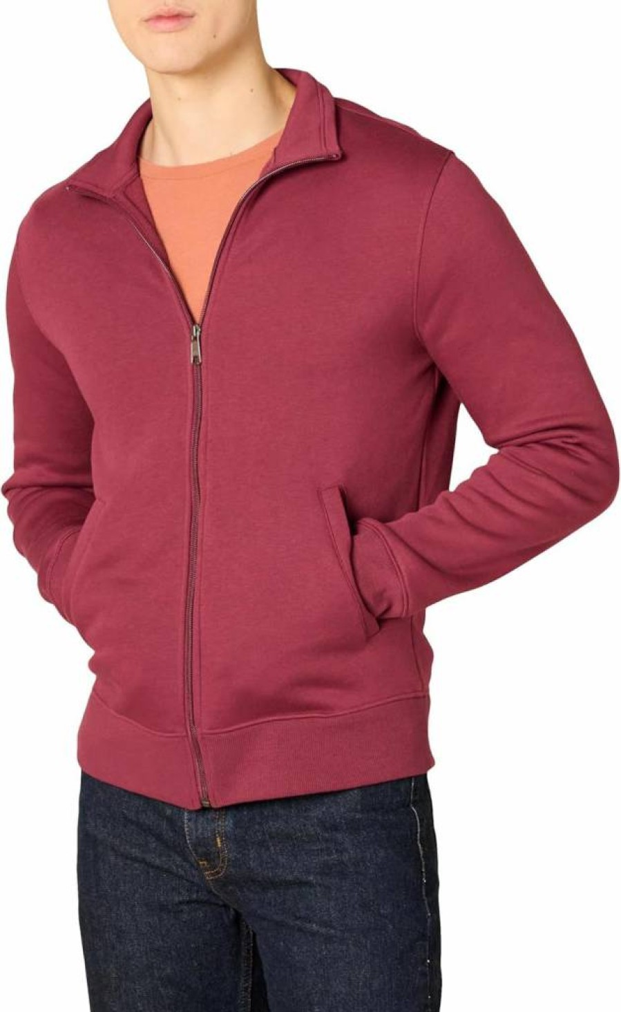 Amazon Essentials Men's Fleece Mock Neck Zip-Up Sweatshirt for Comfort & Warmth
