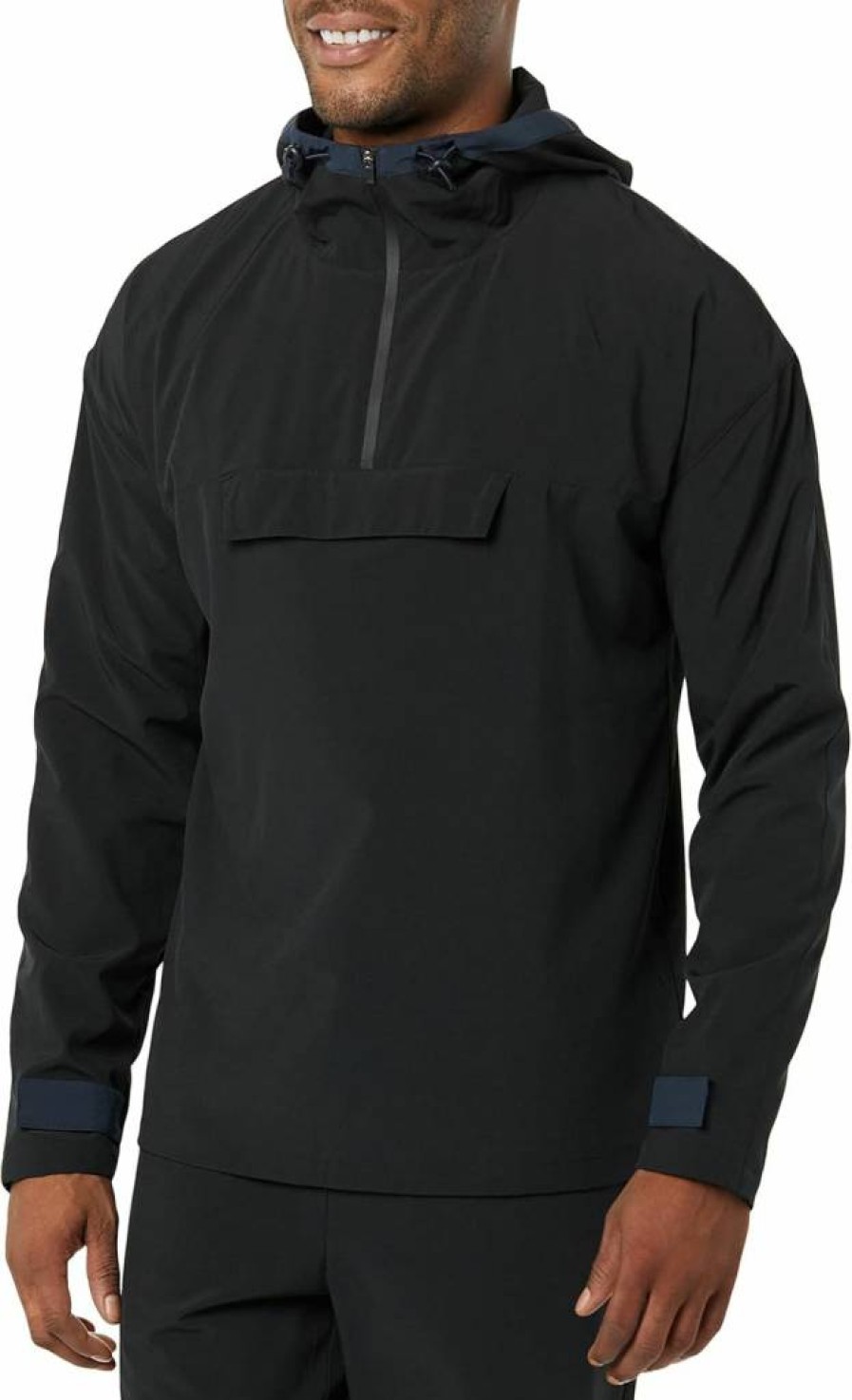 Amazon Essentials Men's Colorblock Quarter-Zip Hooded Jacket - Stretch Woven Lightweight Outerwear