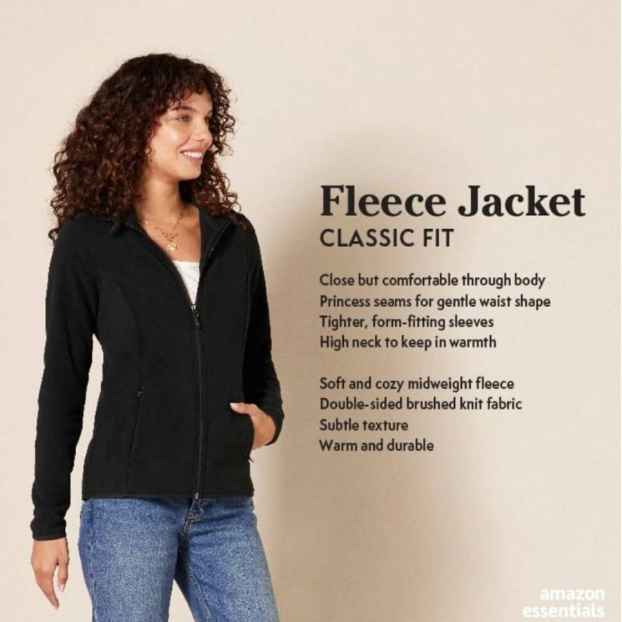 Amazon Essentials Women's Plus-Size Classic-Fit Polar Fleece Jacket with Full-Zip, Soft & Warm Winter Outerwear