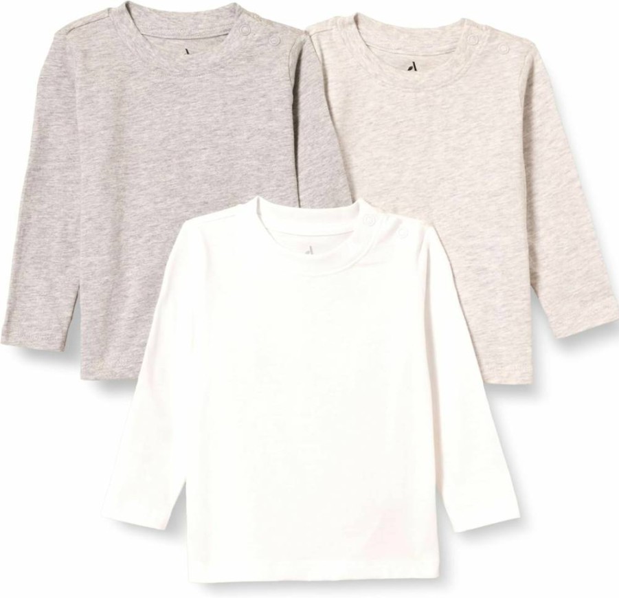 Amazon Essentials Unisex Baby Organic Cotton Long Sleeve Tees, 3-Pack, Soft Comfortable Bodysuit, Eco-Friendly Infant Clothing