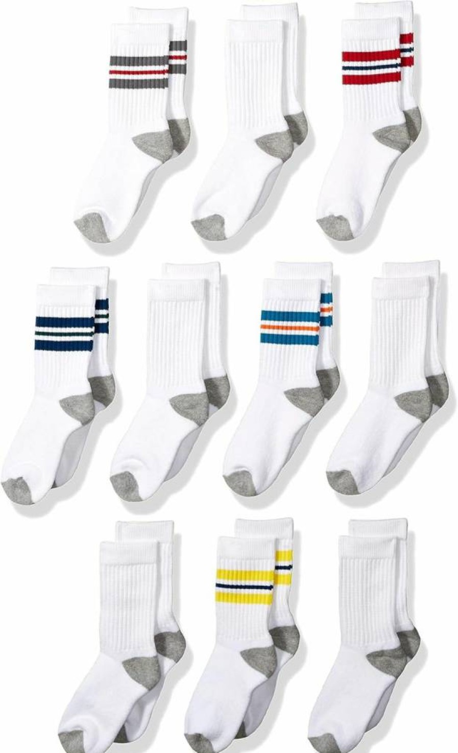 Amazon Essentials Boys & Toddlers' Athletic Crew Socks - 10-Pack Soft Cotton Cushioned Sports Socks for Kids