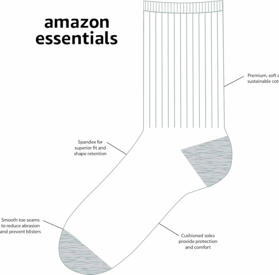 Amazon Essentials Boys & Toddlers' Athletic Crew Socks - 10-Pack Soft Cotton Cushioned Sports Socks for Kids