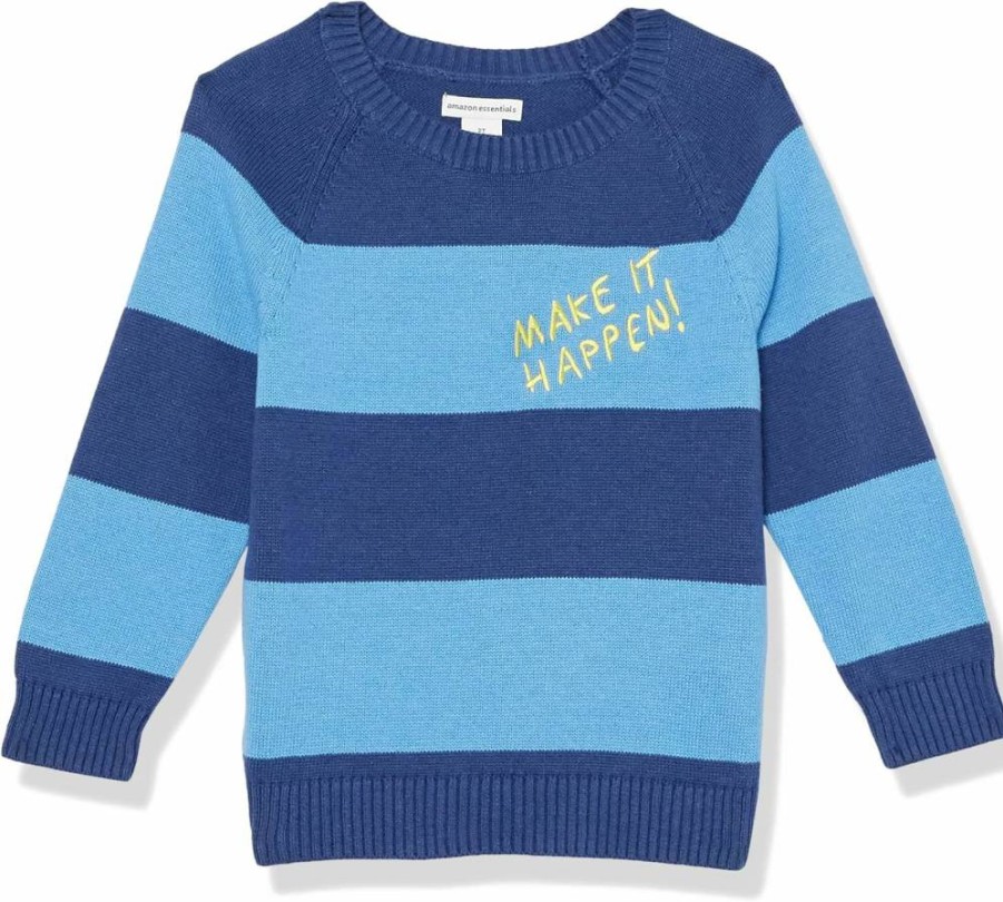 Amazon Essentials Boys' & Toddlers' Soft Cotton Pullover Crewneck Sweater - Comfortable & Durable Kids' Knit Top