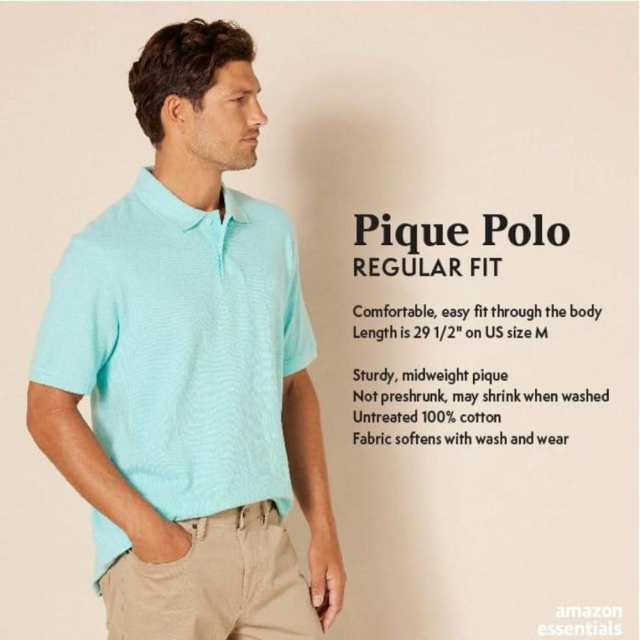 Amazon Essentials Men's Regular-Fit Cotton Pique Polo Shirt for Big & Tall - Comfortable Casual Short Sleeve Tee