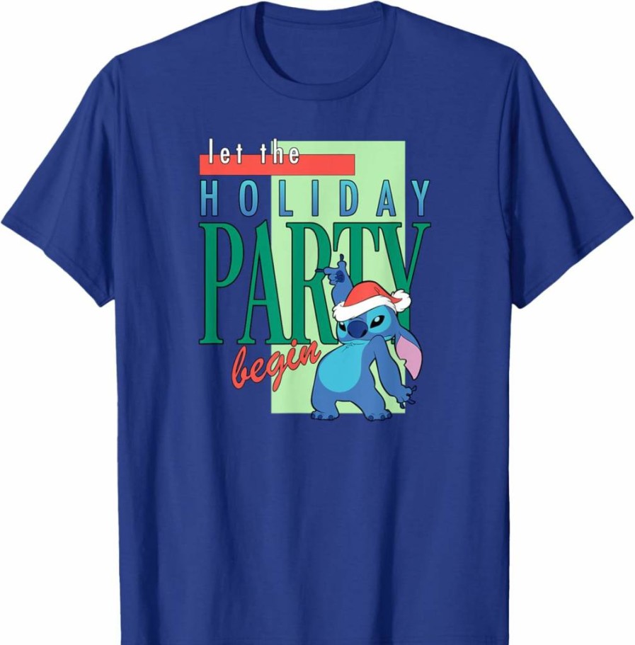 Amazon Essentials Holiday Santa Stitch Graphic Christmas Party T-Shirt for Men & Women