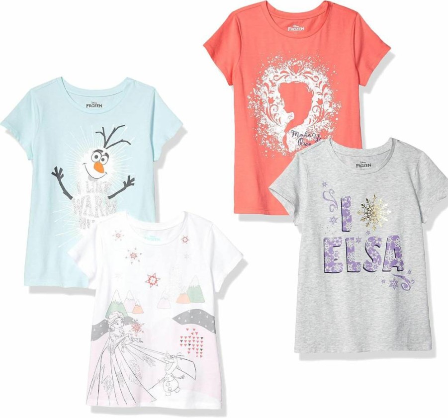 Amazon Essentials Girls & Toddlers Disney Marvel Star Wars Frozen Princess Short-Sleeve T-Shirt Multipack