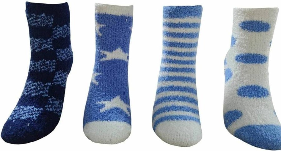 Amazon Essentials Kids' Fuzzy Winter Socks - Soft & Cozy Unisex Socks, 4-Pack for Boys & Girls