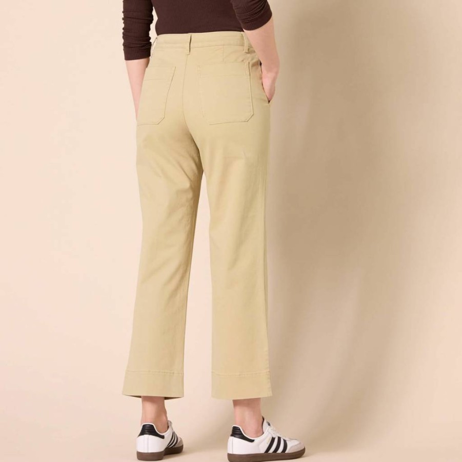 Amazon Essentials Women's Khaki Wide-Leg Ankle Pants - High-Rise Slim-Fit Casual Trousers
