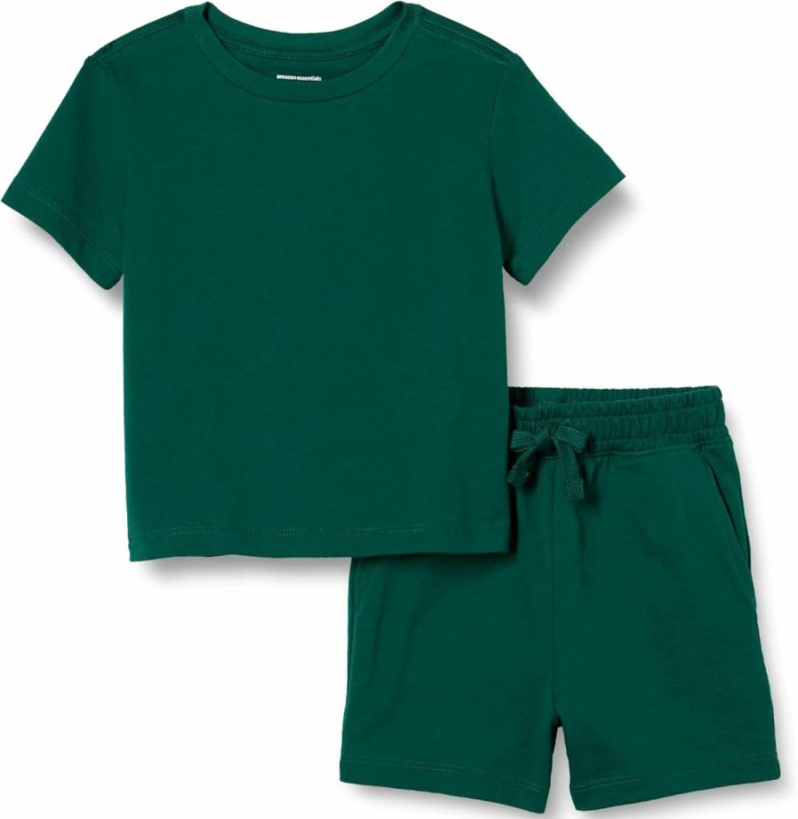 Amazon Essentials Boys' & Toddlers' Cotton T-Shirt and Shorts Outfit Set - Comfortable Casual Playwear