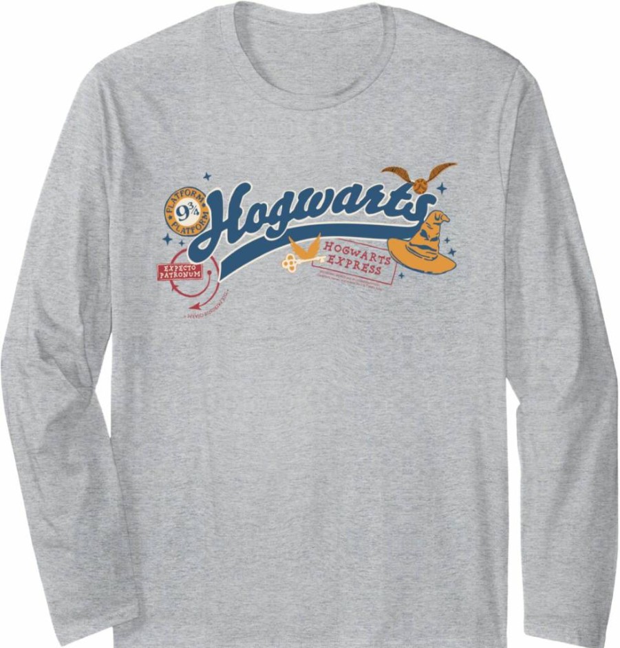 Amazon Essentials Harry Potter Hogwarts Varsity Long Sleeve Graphic Tee for Adults