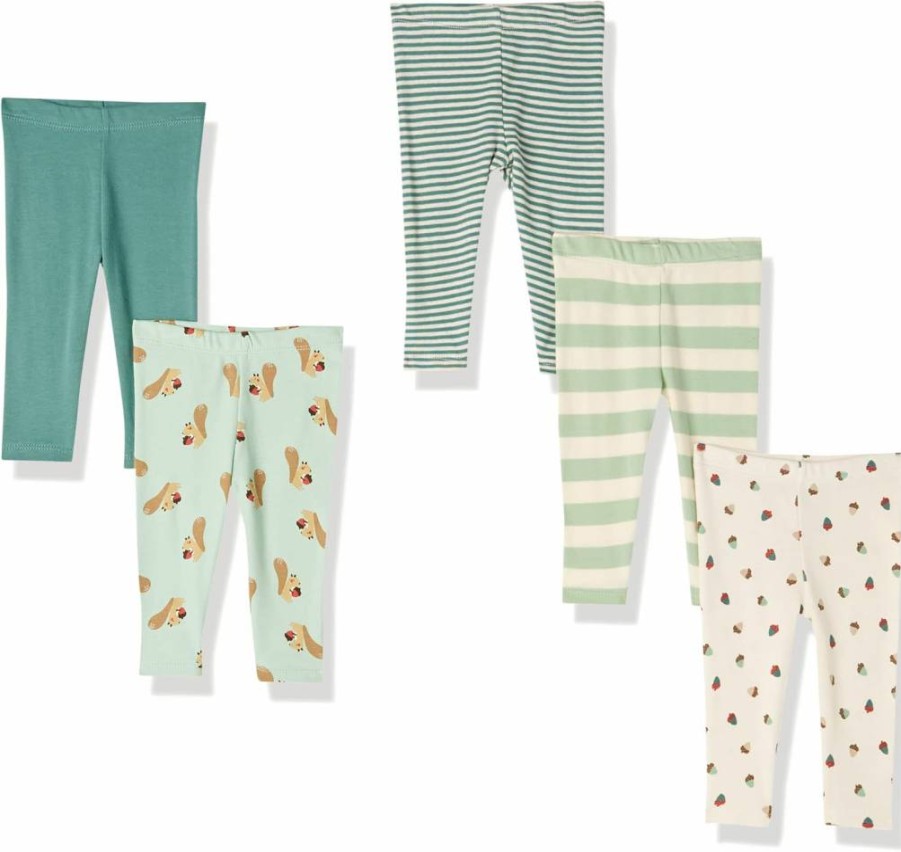 Amazon Essentials Unisex Baby Leggings 5-Pack, Soft Stretchy Comfortable Infant Pants for Boys & Girls
