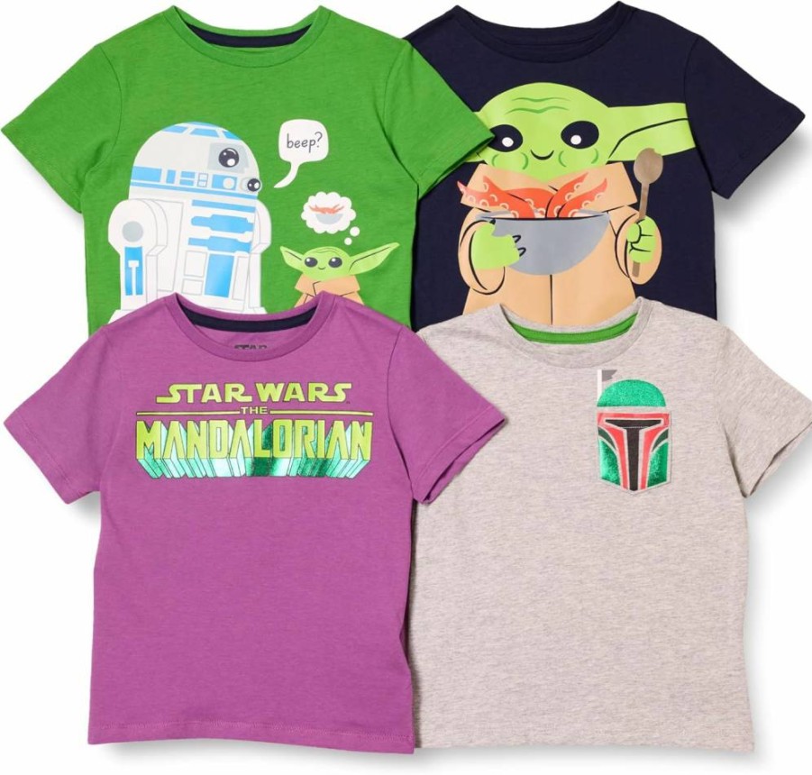Amazon Essentials Marvel & Star Wars Boys' Toddler Short-Sleeve T-Shirt Multipack | Disney Licensed Cotton Tees