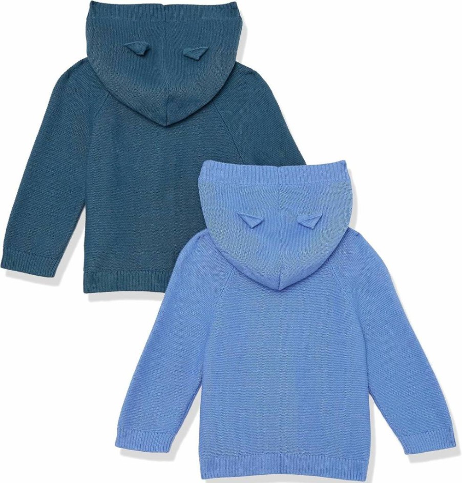 Amazon Essentials Unisex Baby Hooded Sweaters, 2-Pack, Soft Cotton Blend, Newborn & Infant Pullover