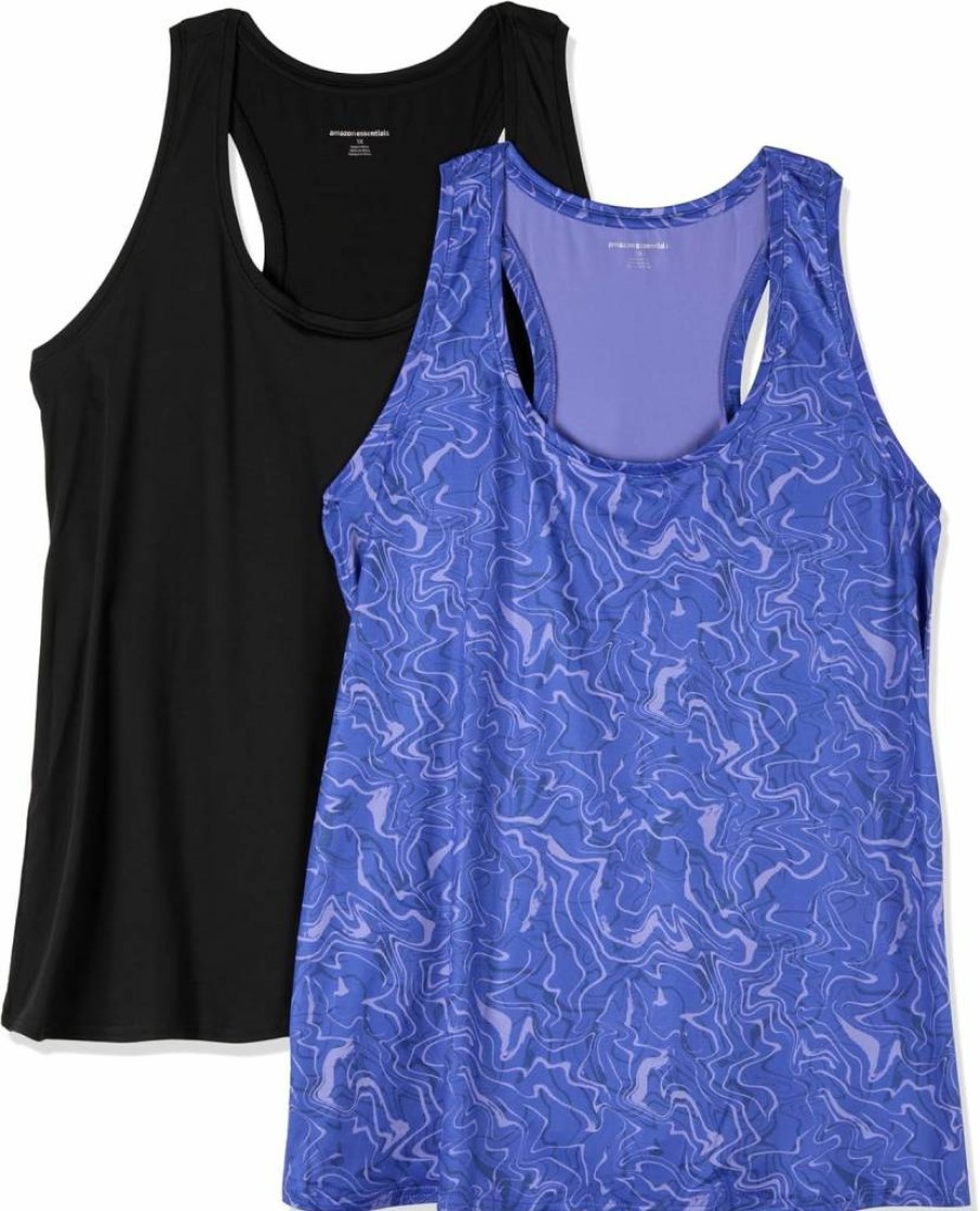 Amazon Essentials Women's Quick-Dry Active Racerback Tank Top - Moisture-Wicking, Stretch Comfort, Plus Size Options, Multipack Styles