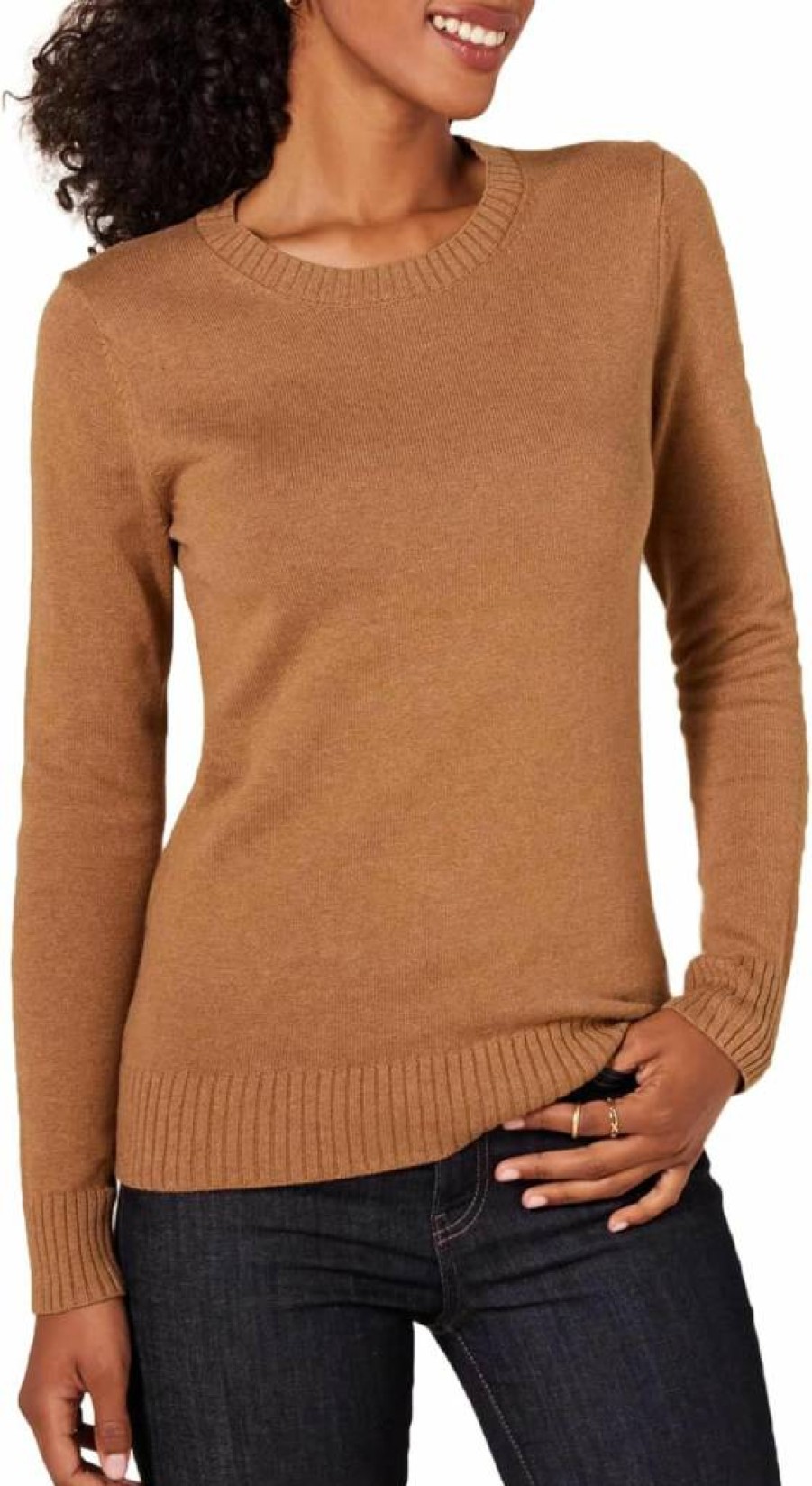 Amazon Essentials Women's Plus Size 100% Cotton Crewneck Sweater, Soft Casual Pullover Top