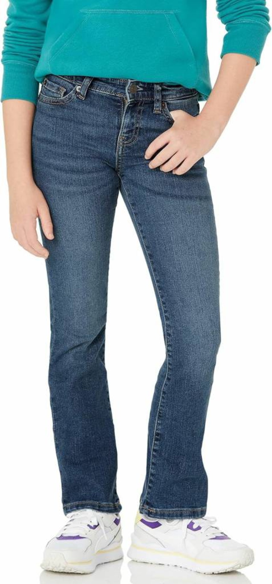 Amazon Essentials Girls' Slim Fit Boot-Cut Stretch Jeans for Comfort & Style
