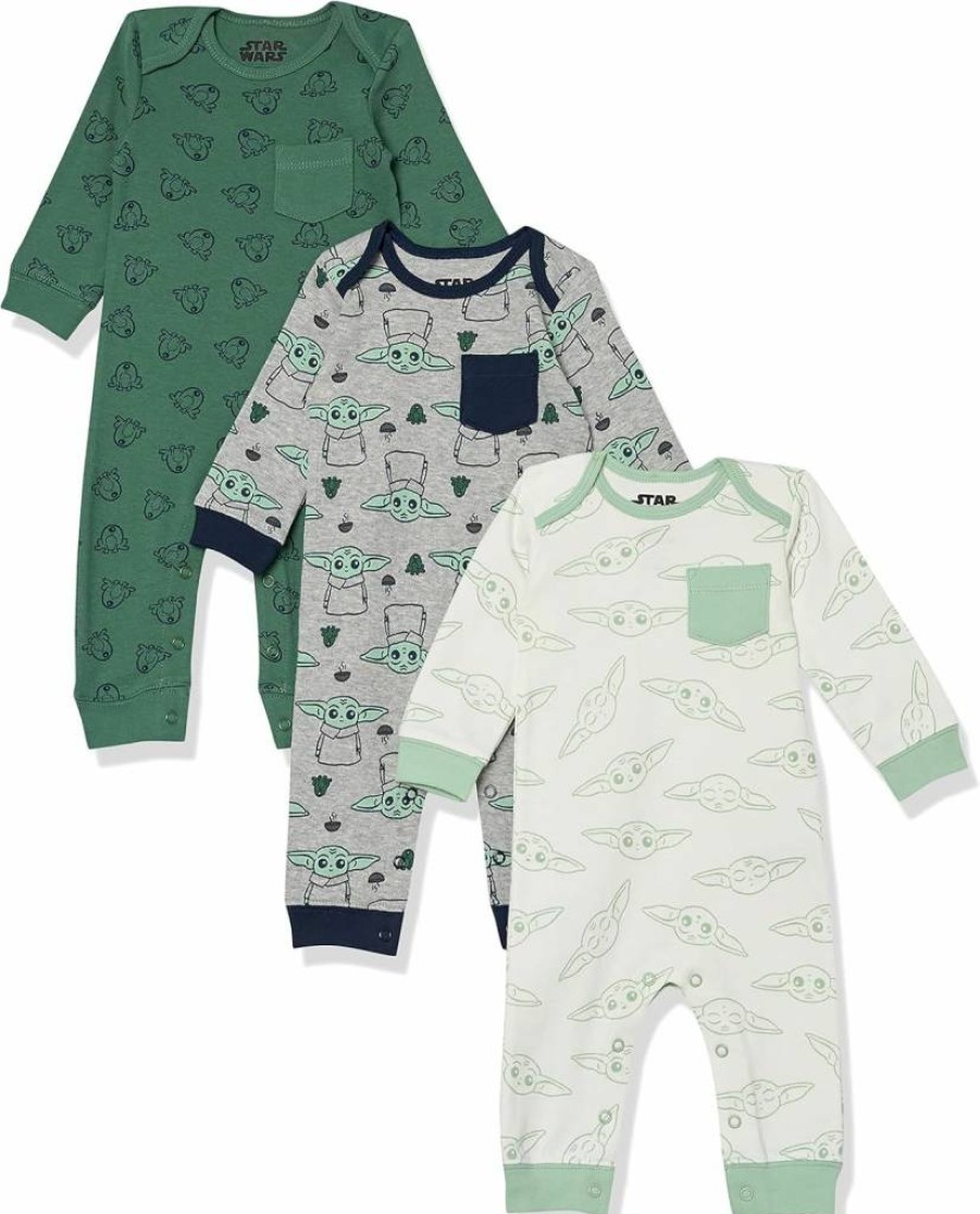 Amazon Essentials Unisex Baby Cotton Coveralls 3-Pack | Disney, Marvel, Star Wars Themes