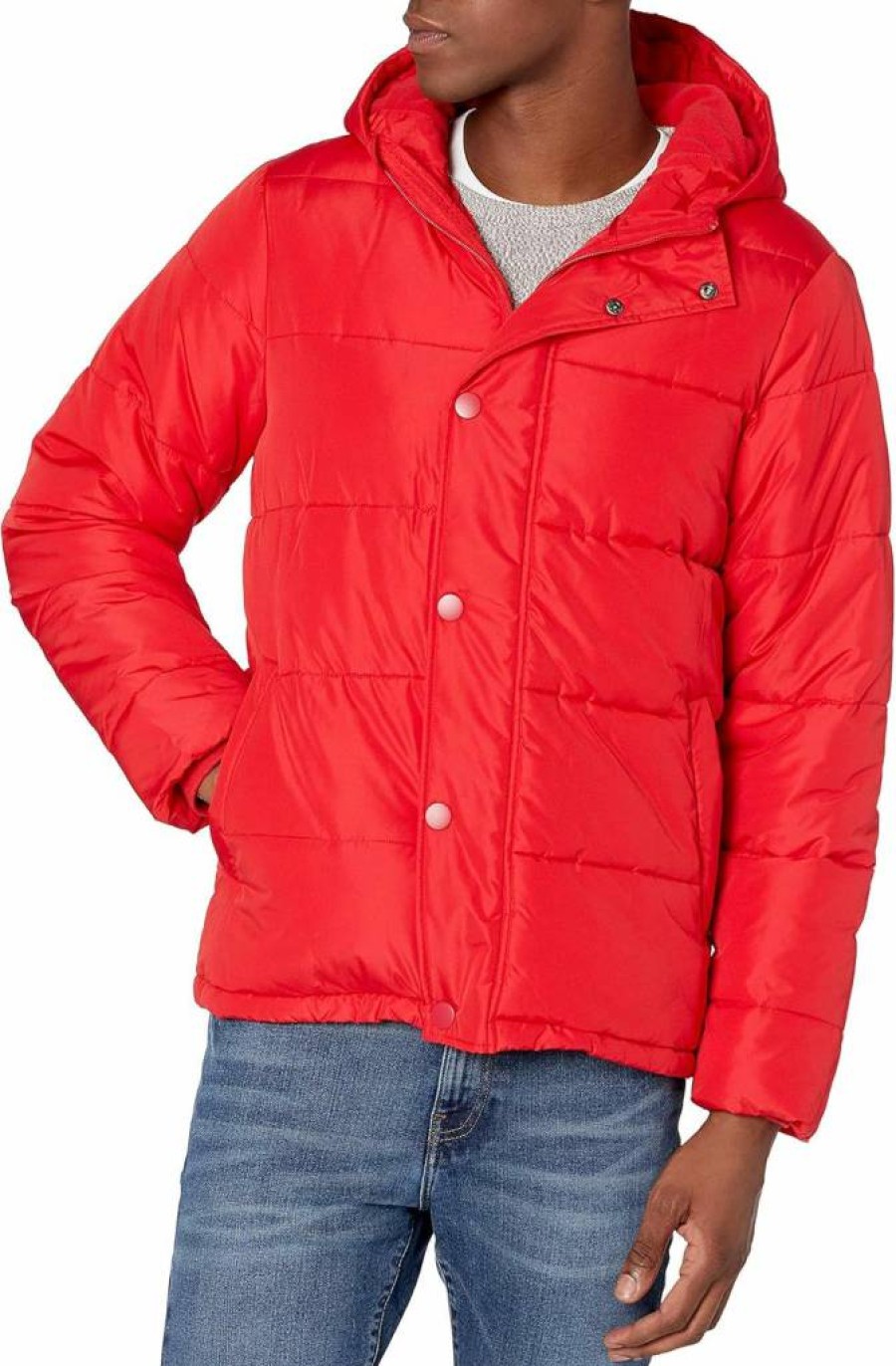 Amazon Essentials Men's Winter Hooded Puffer Jacket - Heavyweight, Warm, Water-Resistant Coat for Cold Weather