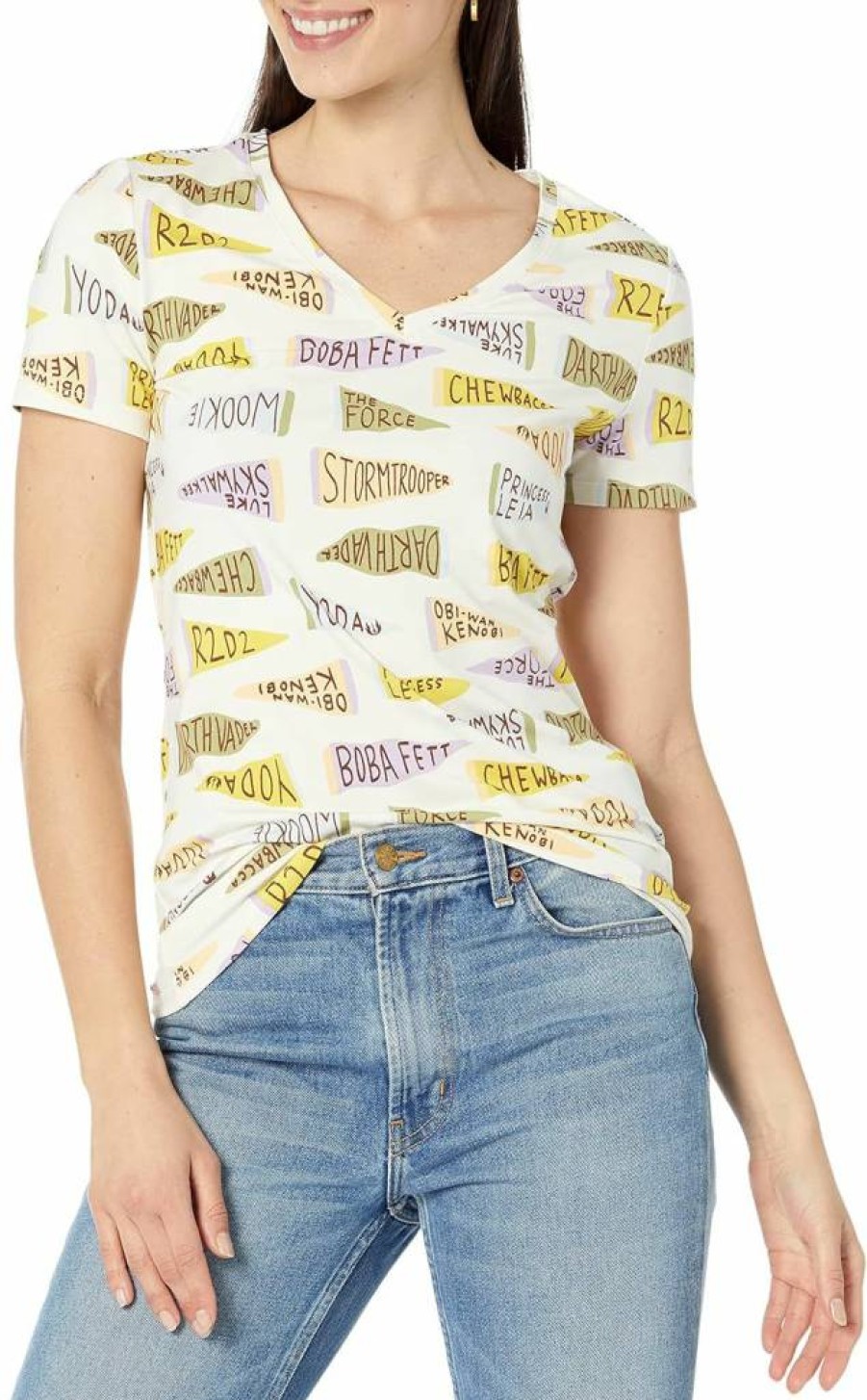 Amazon Essentials Women's Classic-Fit Short-Sleeve V-Neck T-Shirt Multipack | Disney, Marvel, Star Wars & Princess Licensed Designs