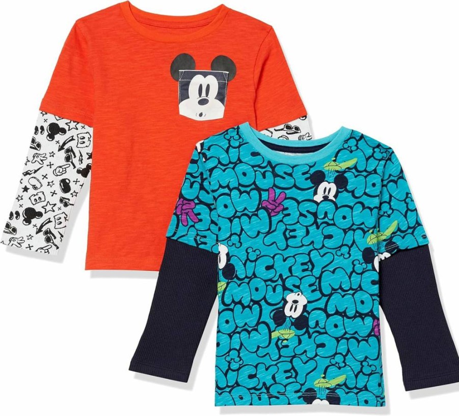 Amazon Essentials Boys & Toddlers' Long-Sleeve 2-In-1 Marvel & Star Wars Graphic Tees, 2-Pack
